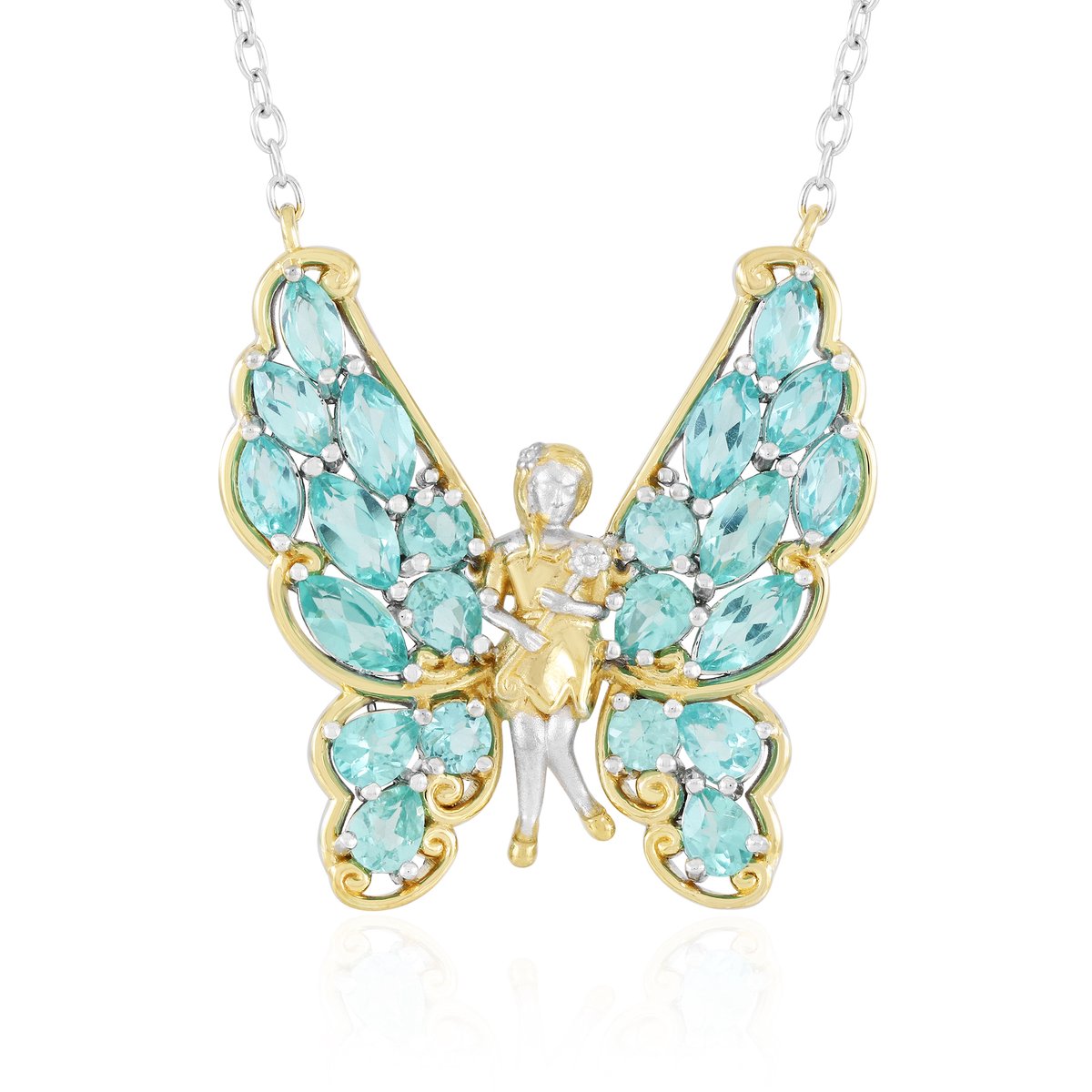 Cavill - Zilveren Halsketting 925 Sterling met 3,636 ct Groene Fluorapatiet - Madagaskar Edelsteen - Marquise & Peer - Elegante Damesketting