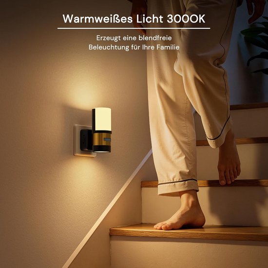 Nachtlampje bewegingsmelder - Stopcontact lampje - Veilig Oriënteren - 360 graden draaibaar - 1 Watt - Warm Wit — afbeelding 3