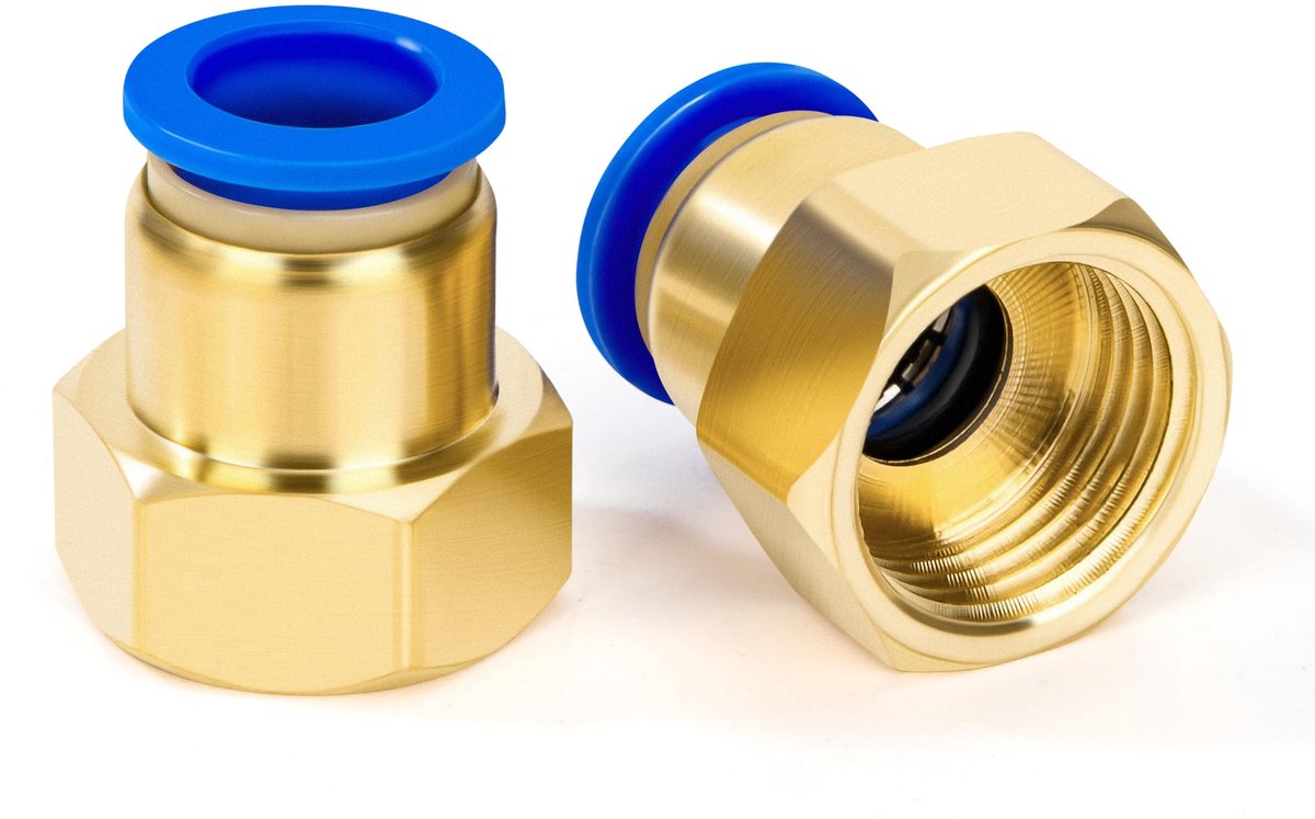 Messing persluchtsnelkoppeling 14 mm x 1/2 inch - rechte koppeling - 2 stuks - ideaal voor compressor en werkplaats - ShopVlot