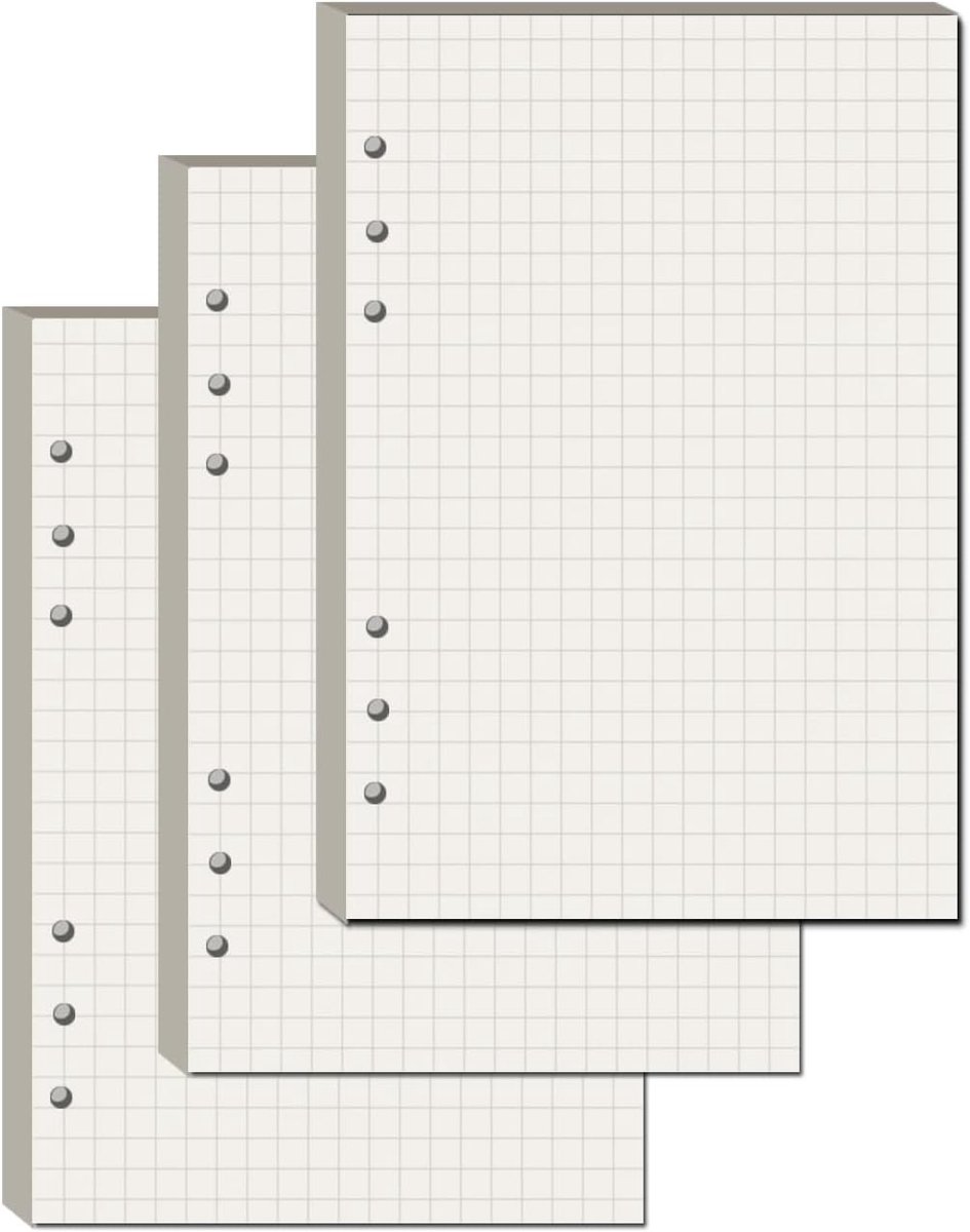 A5 Papier Gecheckt 3 Pakketten 180 Vellen Ringband A5 Navulbaar met 6 Gaten voor Notitieboek en Journal (21 x 14,5 cm) - Perfect voor School, Kantoor en Creatieve Projecten