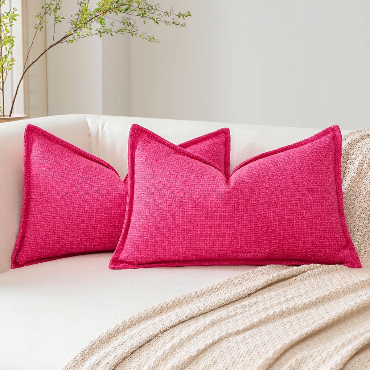 Decoratieve kussenhoezen 30 x 50 cm - zacht linnen - elegant ontwerp - perfect voor woonkamer - ShopVlot