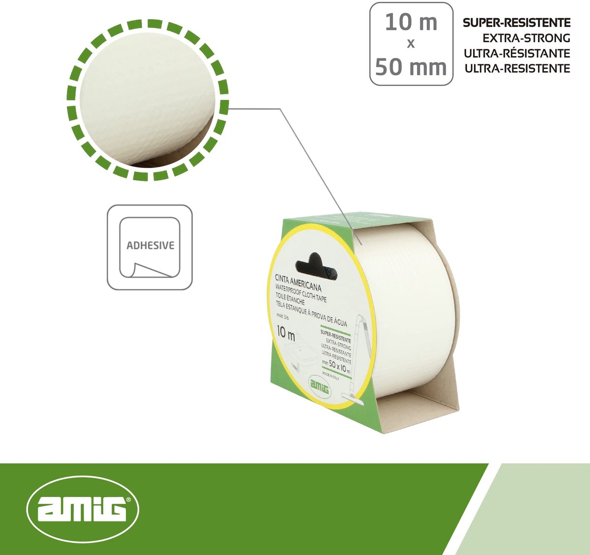 Plakband extra sterk 10 m x 50 mm - waterdicht - ideaal voor reparaties en doe-het-zelfprojecten - wit - ShopVlot