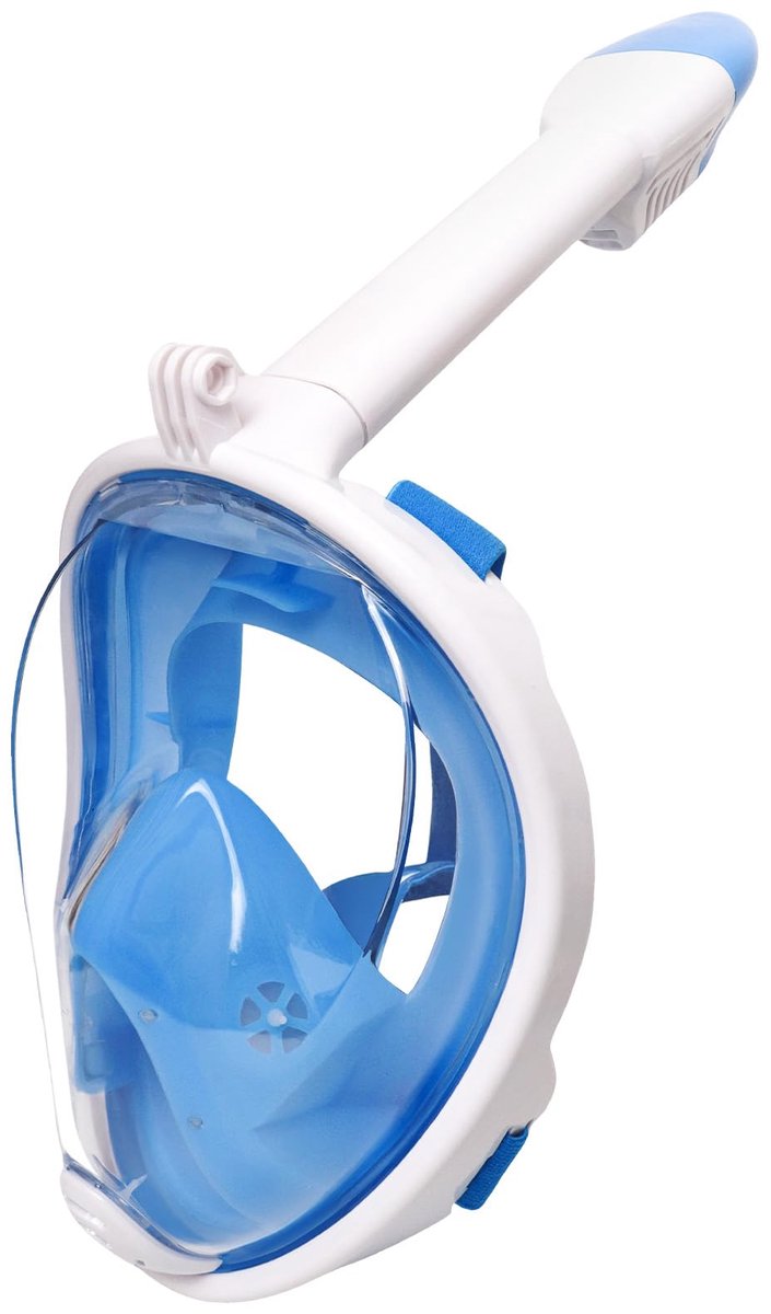 Snorkelmasker volledig gezicht S/M - blauw - 180° gezichtsveld - veilig snorkelen voor volwassenen en kinderen - ShopVlot