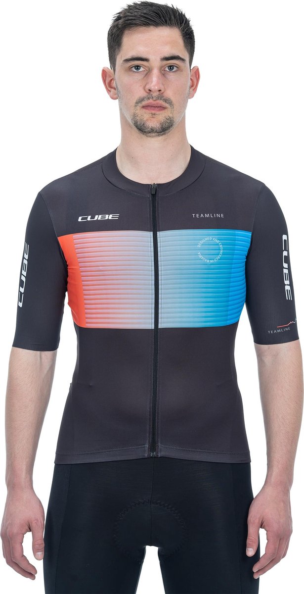 CUBE Fietsshirt TEAMLINE JERSEY S/S BLACK/BLUE/RED M
