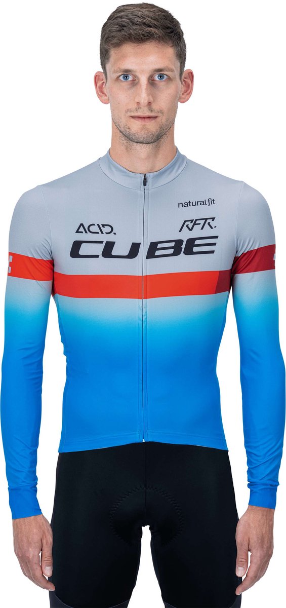 CUBE Fietsshirt TEAMLINE JERSEY L/S BLUE/RED/GREY XXL