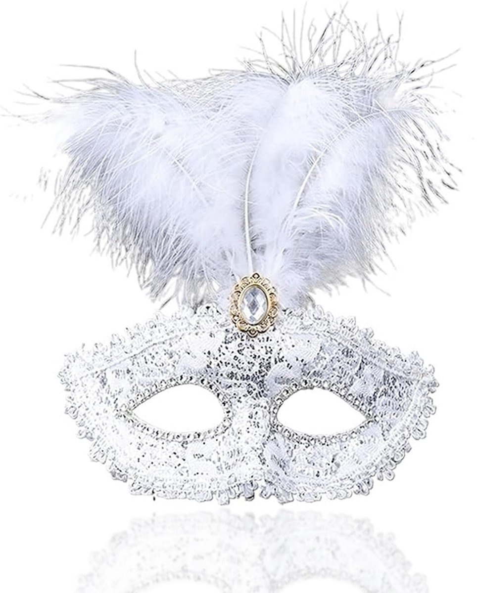 Venetiaans masker wit - kanten masker - elegant design - perfect voor feesten - ShopVlot