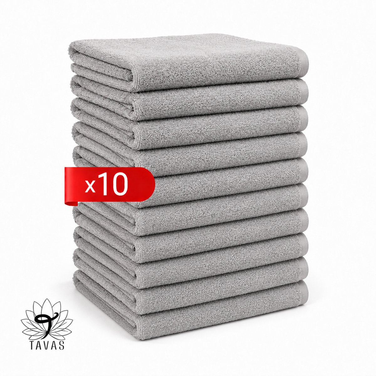 Tavas Harmonie Gastendoekjes 30x50 cm Grijs Set van 10 100% Katoen Gastenhanddoek Rechthoek Handdoek Keuken Hotelkwaliteit Gastendoek
