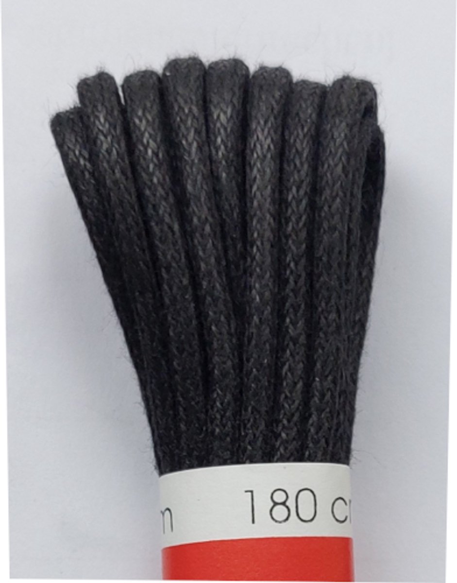Ronilux Veter - Zwart - Dun Rond - Wax - Lengte 180 cm - Dikte 2,5 mm - Schoenveter