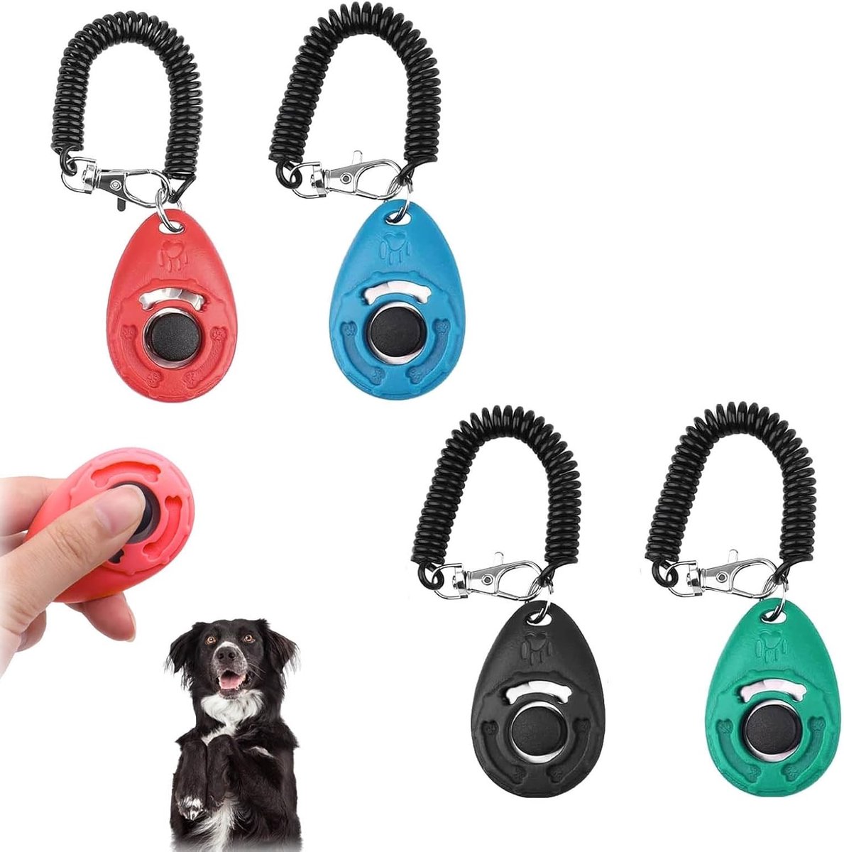 4 Stuks Multi-Kleurige Clicker voor Honden Training met Polsband - Professionele Clicker voor Honden, Katten en Paarden, Ideaal voor Commando's en Training