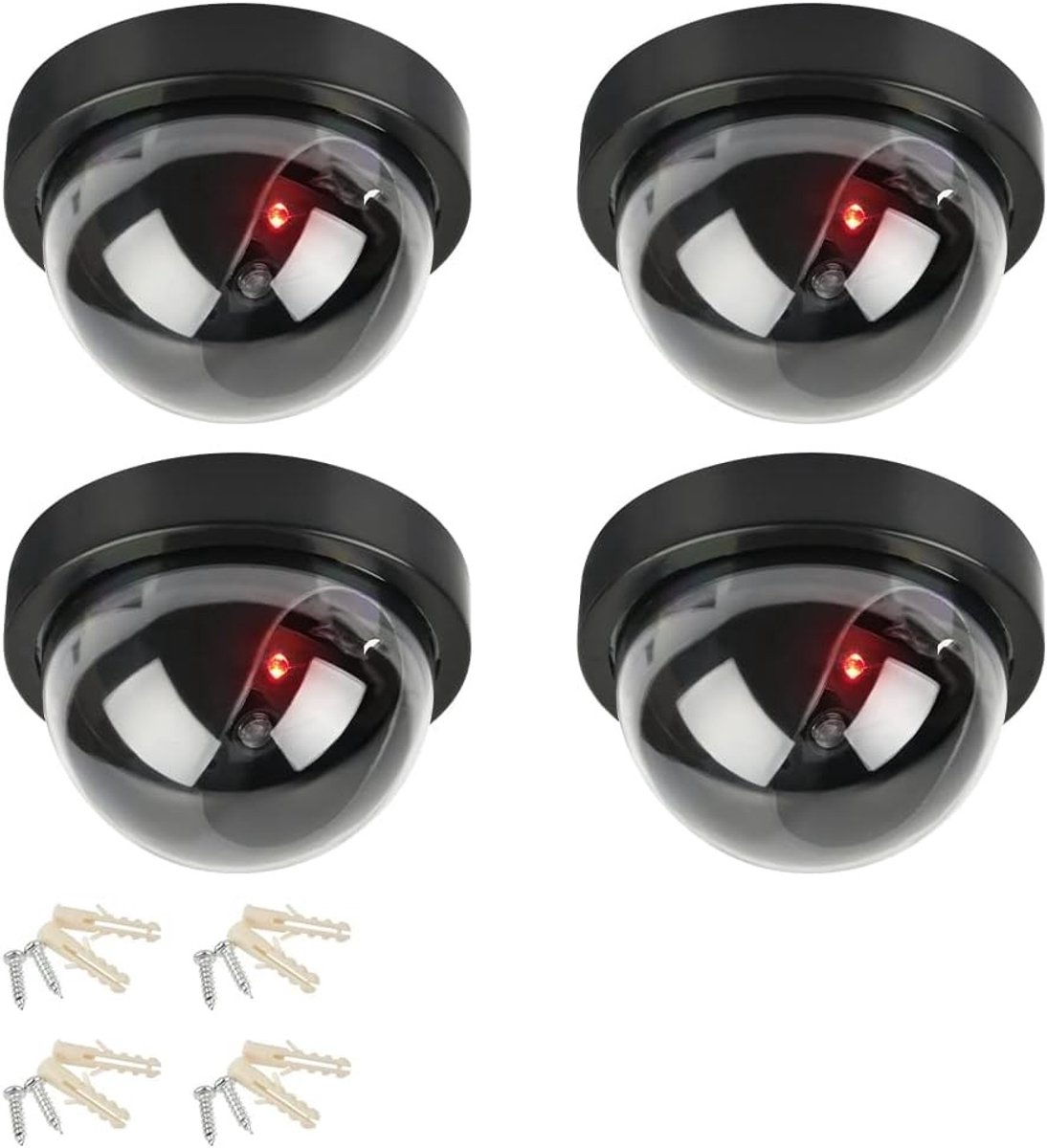Dummy Camera Set met LED Flitslicht - 4 Stuks Beveiligingscamera's voor Binnen en Buiten, Realistische Simulatie voor Thuis en Bedrijf
