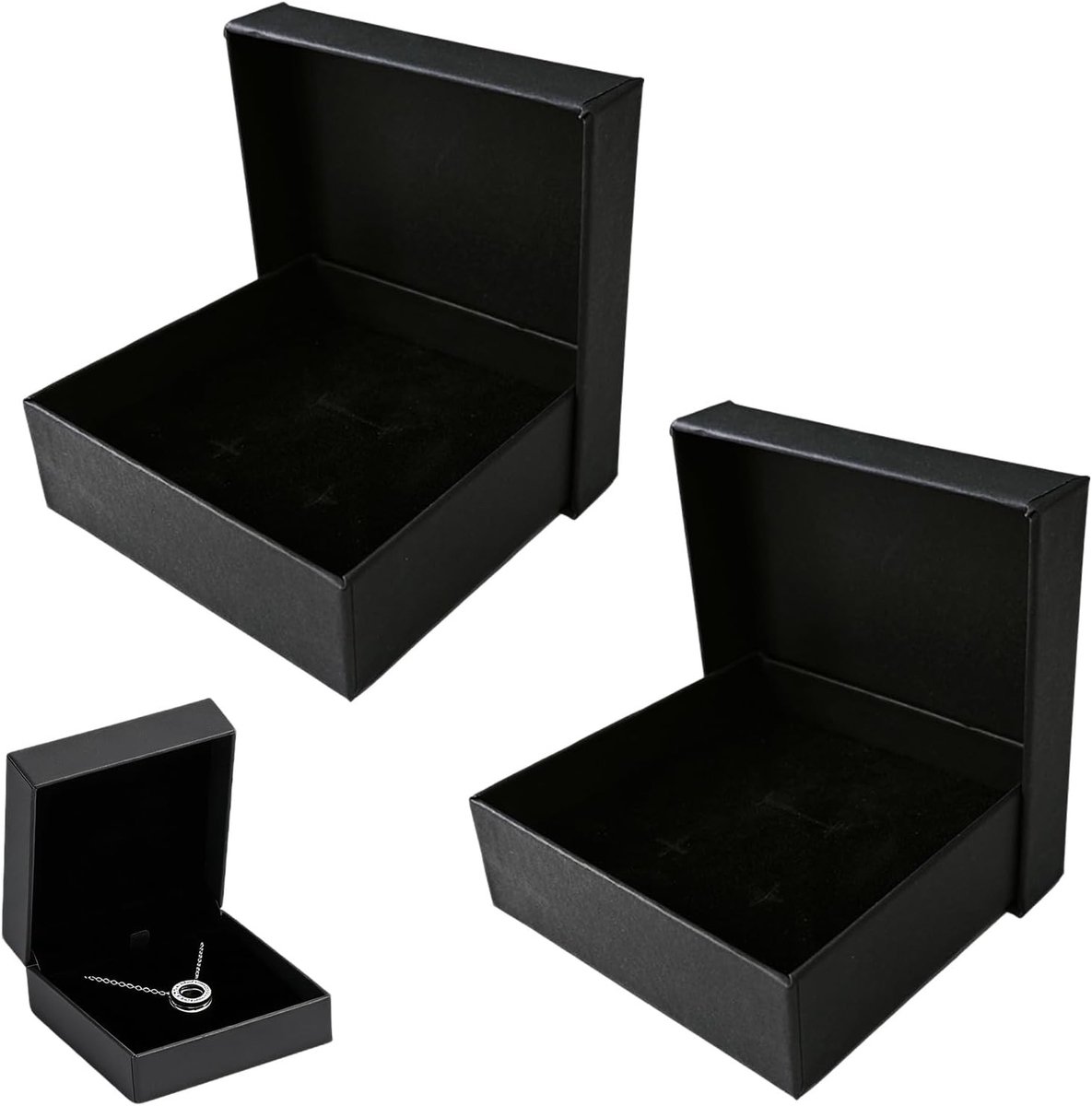 Lege Cadeauboxen voor Sieraden, Zwarte Opbergdozen voor Presentatie en Creatieve Projecten - Set van 2 Stuks