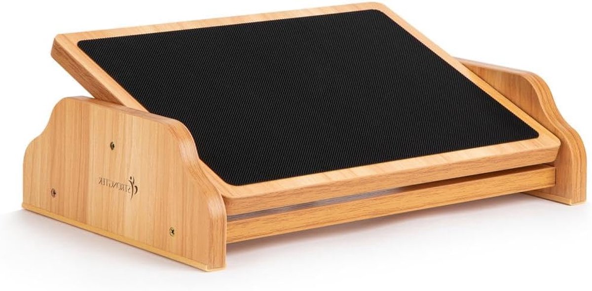 Houten Voetensteun - Schommel Kruk - Comfortabel Zitten - Niet-Glijdende Basis - 41 x 27 x 11 cm - Houtkleur