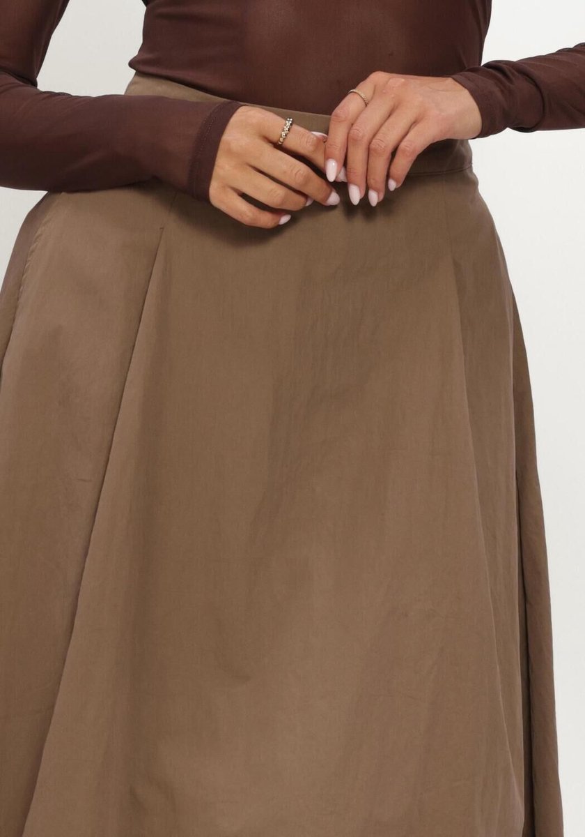 Minus Msrosea Midi Skirt Rokken Dames - Bruin - Maat 38