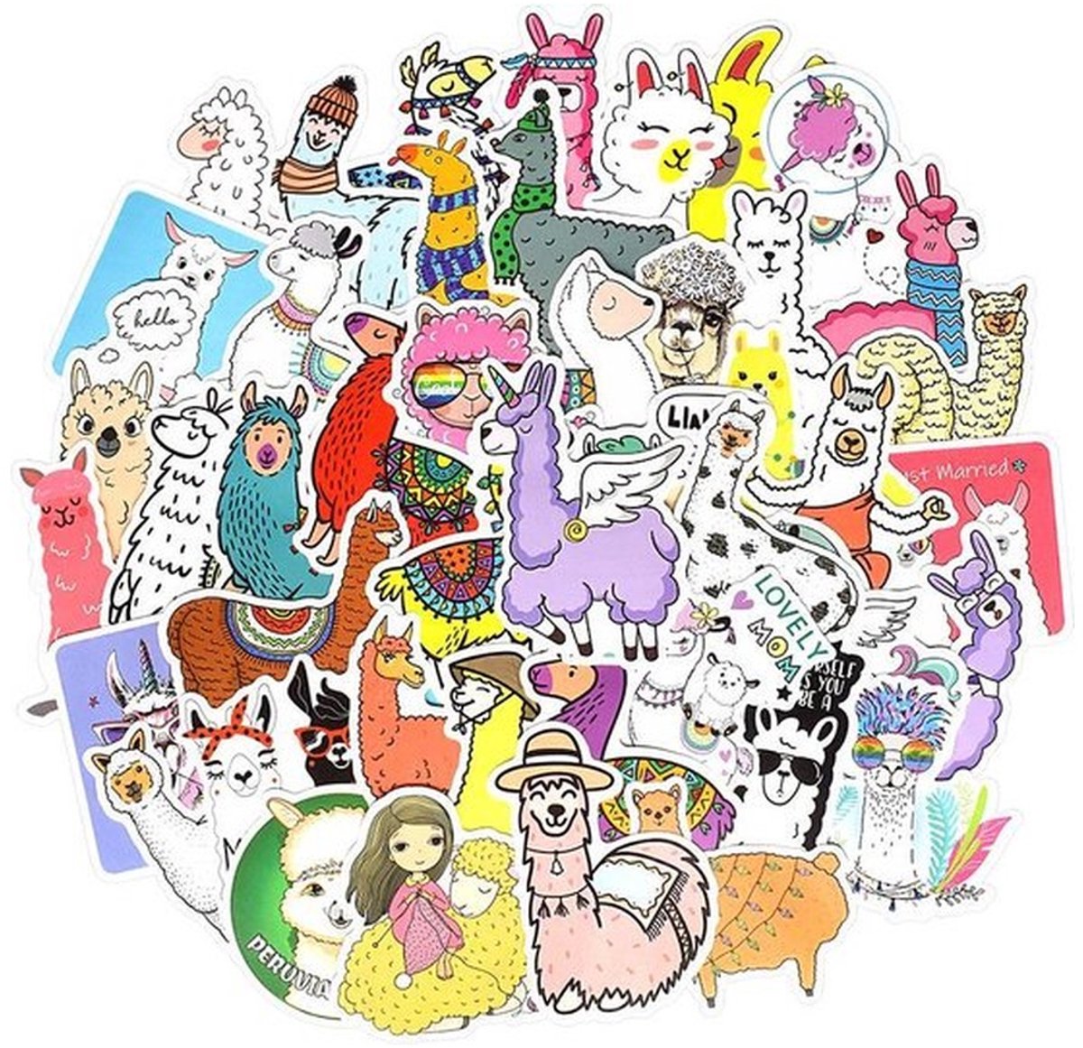 50 Alpaca & Lama Stickers – Vrolijke Dieren voor Kinderen