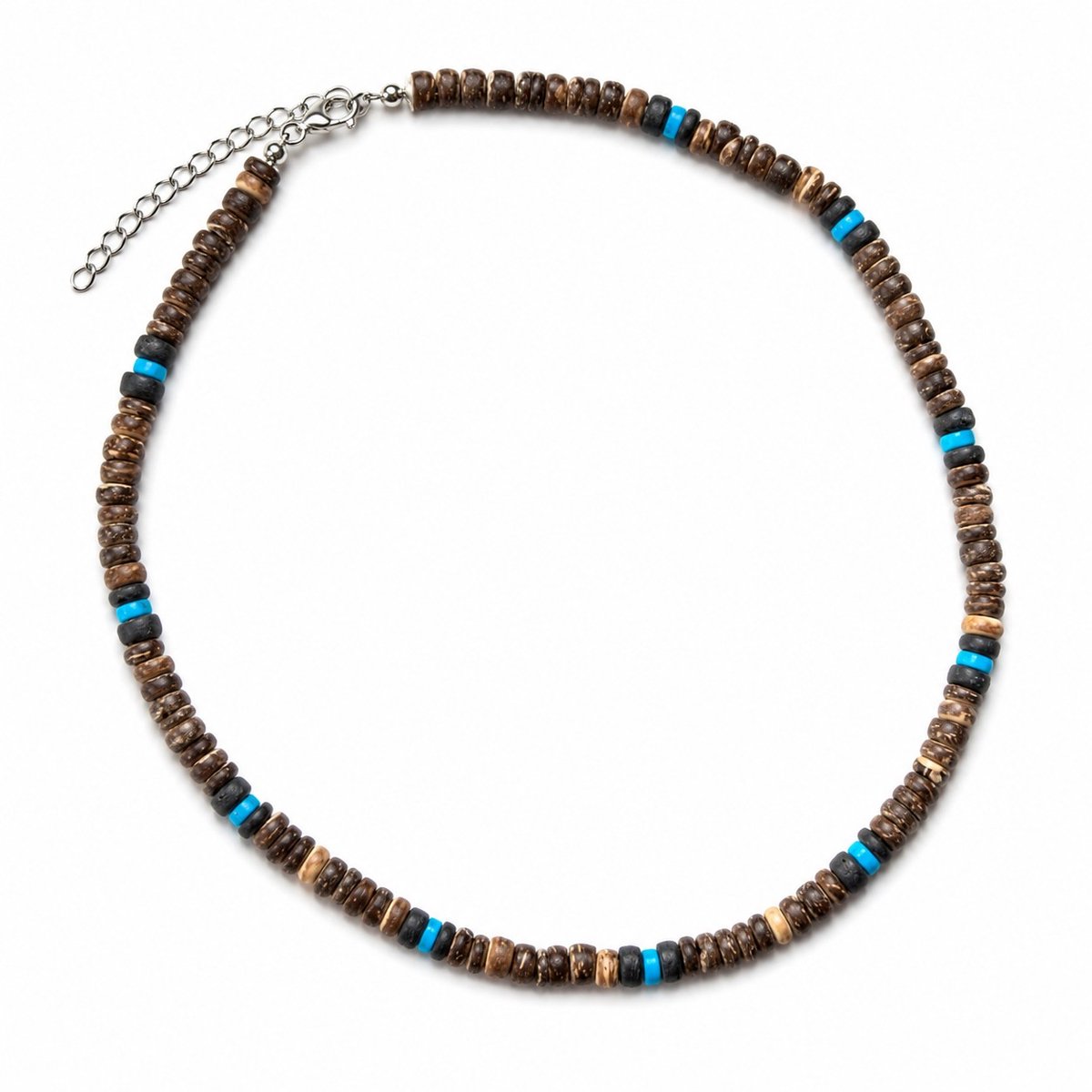 LiLaLove- Jongens Ketting- Jongensketting Kraal- Kralenketting- Bruin- Blauw- Ibiza- Kind