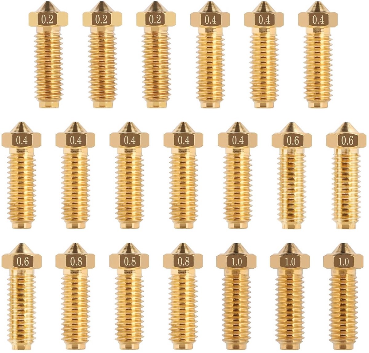20-delige spuitmondset voor 3D-printers, compatibel met Anycubic Kobra 2, Kobra 2 Pro en Kobra 2 Plus, inclusief diverse maten voor optimale printresultaten