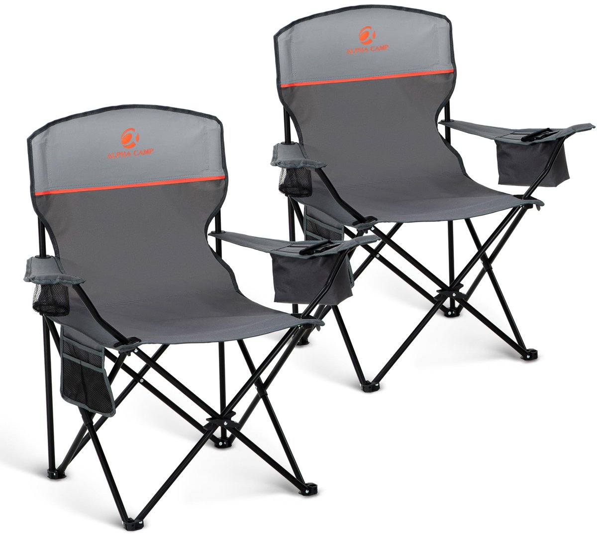 Campingstoelen set van 2 - lichtgewicht klapstoelen - met koeltas en bekerhouder - ideaal voor buitengebruik - ShopVlot