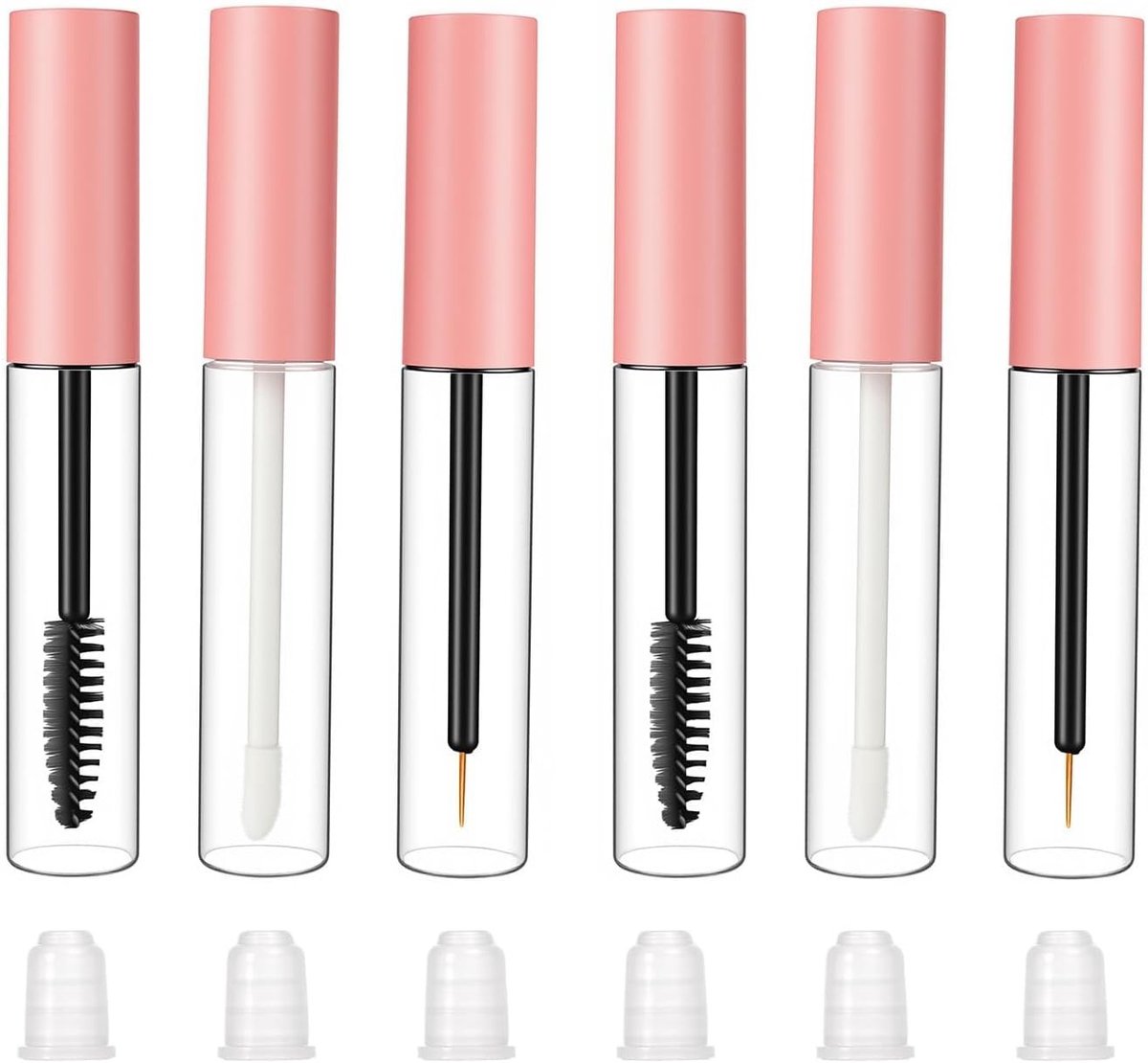6 stuks 10 ml lege cosmetica containers met lekstops, doorzichtige buizen voor lipgloss, mascara en eyeliner, ideaal voor DIY make-up en opslag thuis en onderweg