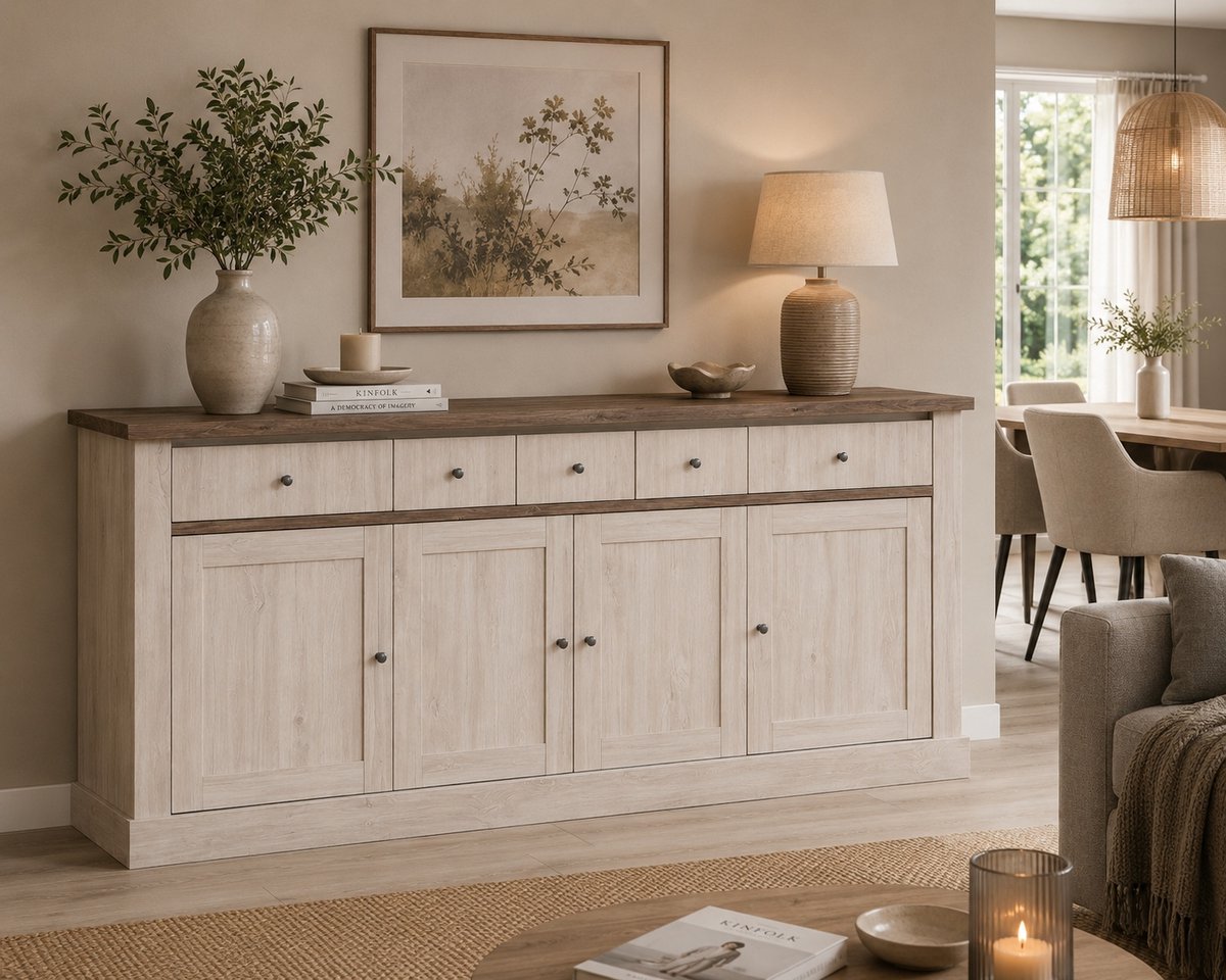 BELFURN buffet-dressoir Elyna in landelijke stijl blank