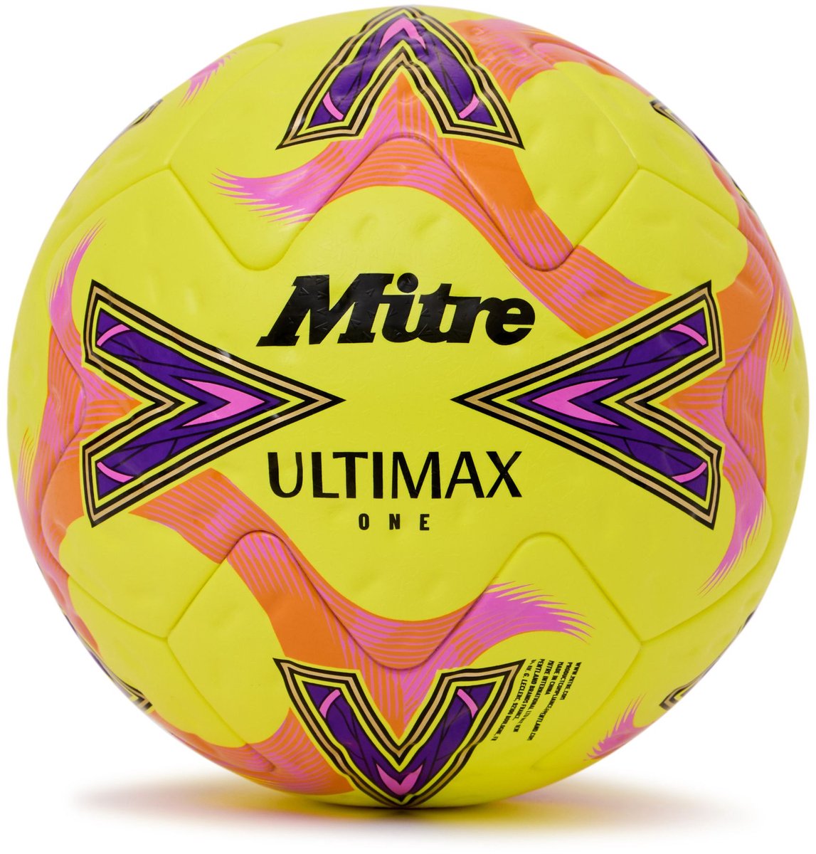 Mitre voetbal Ultimax One geel oranje paars maat 5 FIFA Pro.