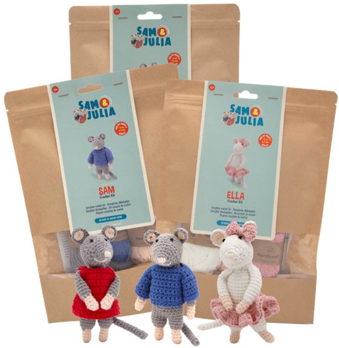 Sam & Julia - haakpakket muisje julia - 12 cm muisje voor je muizenhuis of poppenhuis