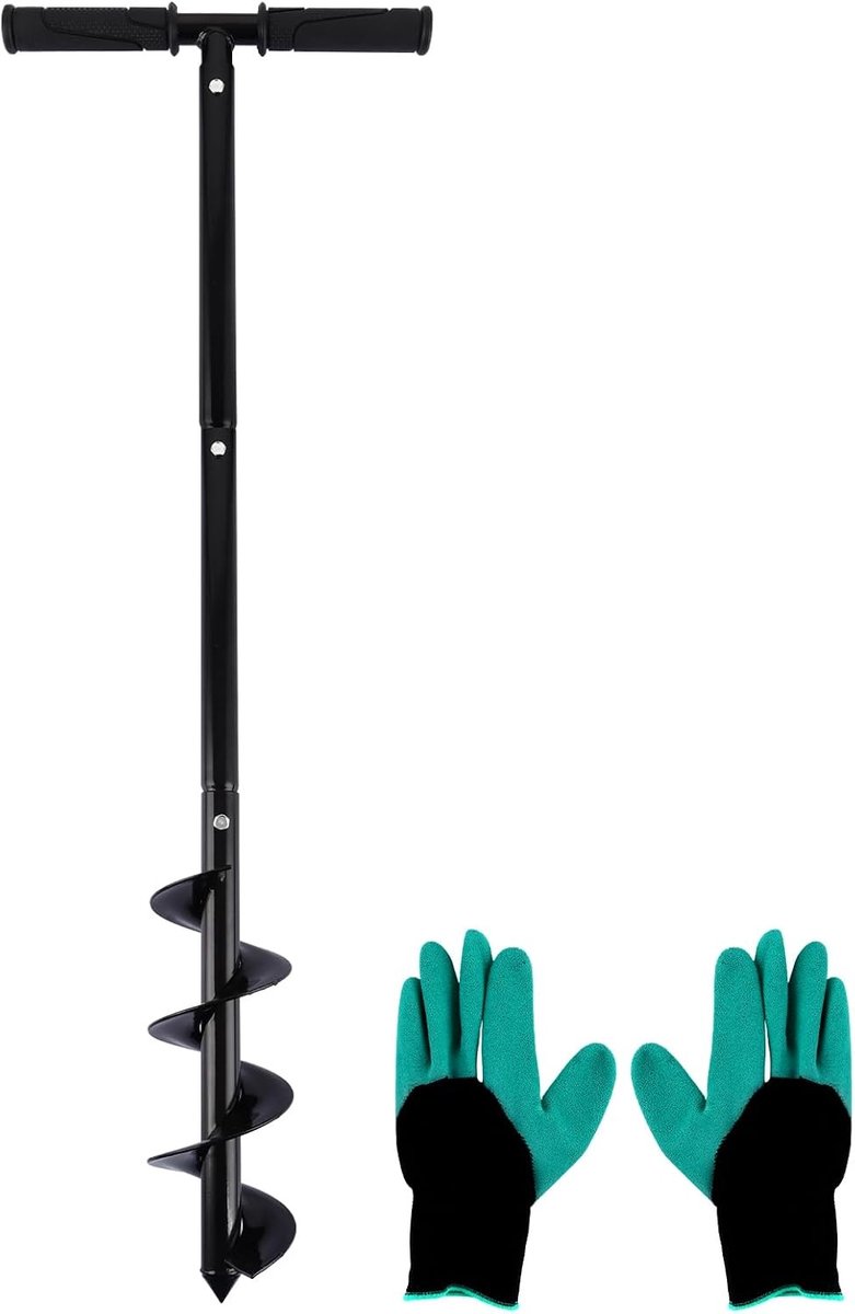 Verstelbare Handboor met Verwijderbare Antislip Handgreep voor Tuinieren en Fence Plaatsen, Ideaal voor Plantengroei en Grondboren, 60-85 cm