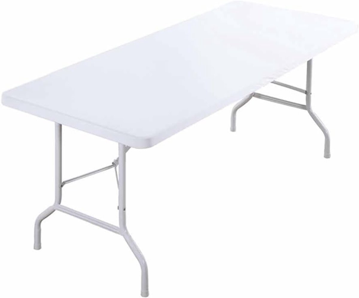 Rechthoekige Elastische Tafelkleed, Wasbaar en Opvouwbaar, Perfect voor Tuin, Patio, Feest en Kamperen, 183 x 76 cm in Wit