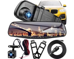 Auto Camera Set - Rijcamera Spiegelscherm - Veilige Rit - Full HD Dual Opname - 4.3 Inch Scherm - Zwart