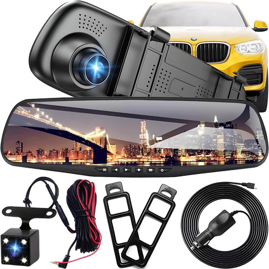 Auto Camera Set - Rijcamera Spiegelscherm - Veilige Rit - Full HD Dual Opname - 4.3 Inch Scherm - Zwart