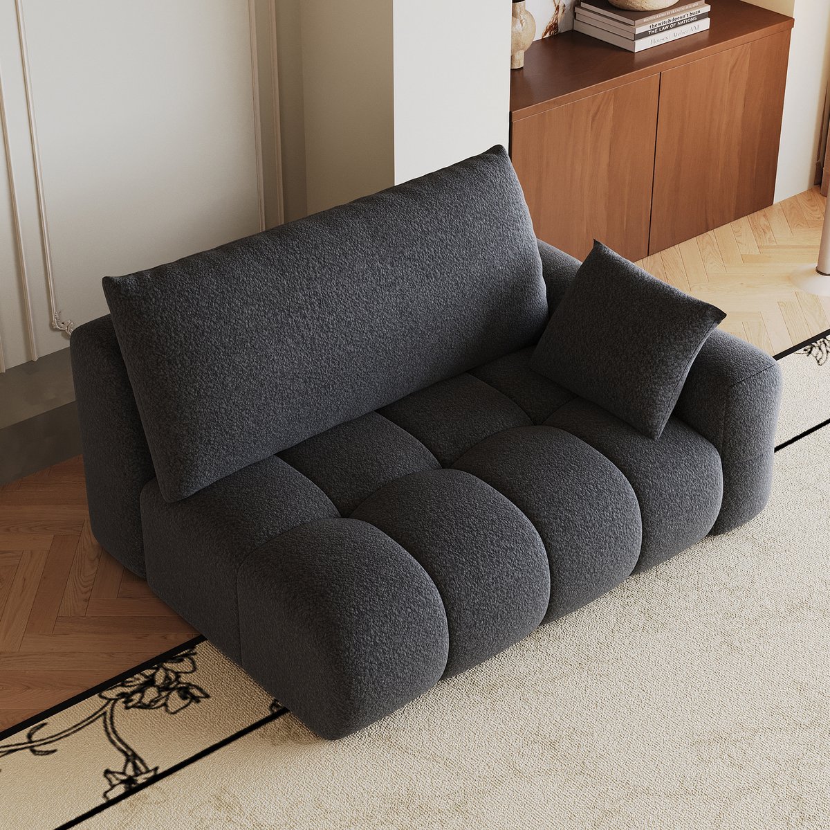 MODENUIT Zitbank 130 x 105 x 86 cm - 2-Zits - Zonder Montage - Voor Woonkamer - Stof - Donkergrijs