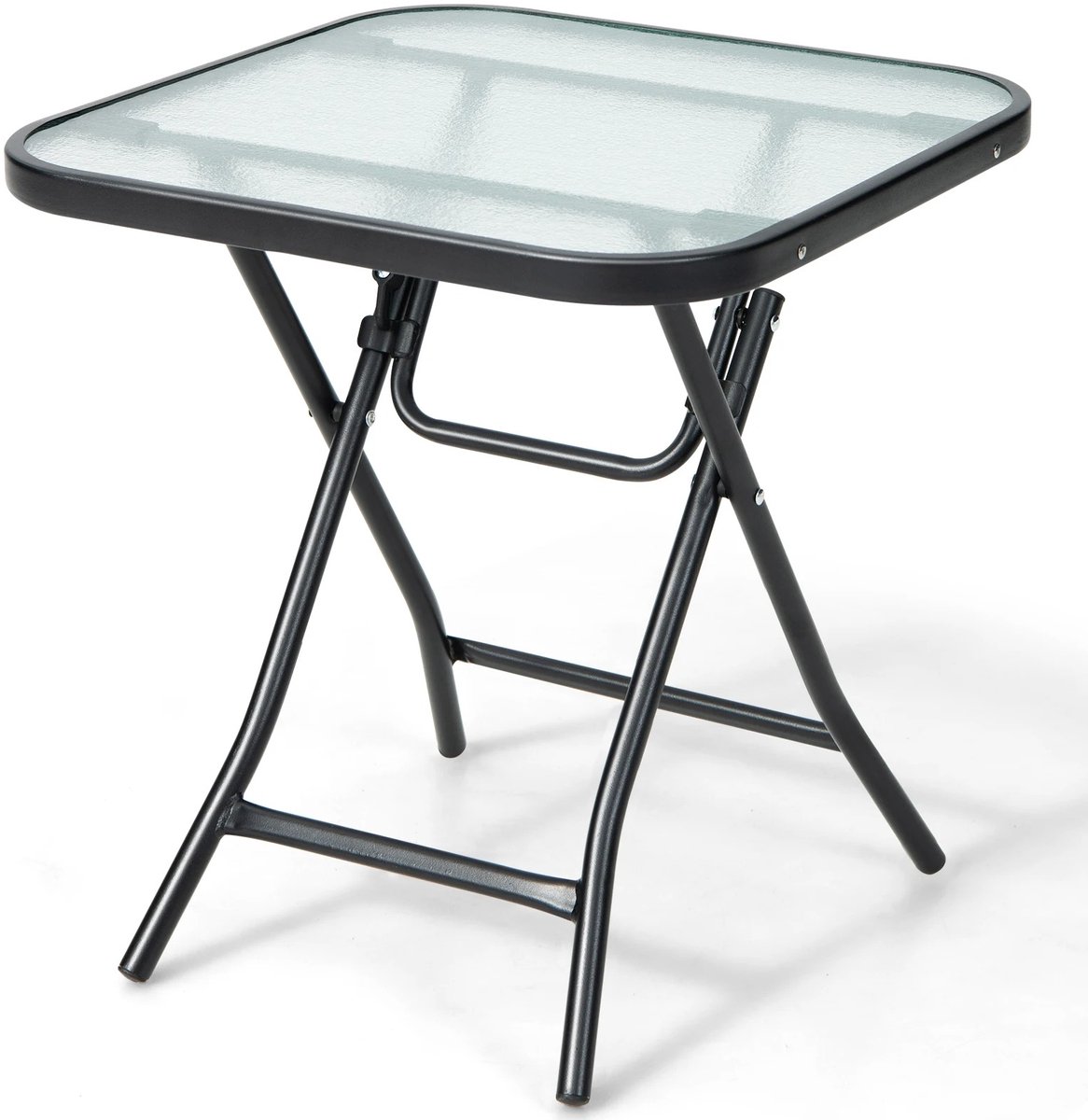 ArtiZo Glazen bijzettafel - salontafel- plantentafel - vierkant - opvouwbaar- stabiel - 46.5 x 46.5 x 42 cm