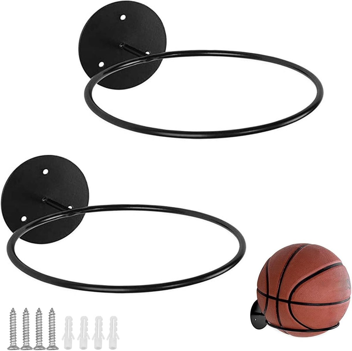 Set van 2 metalen ballenhouders voor basketbal en voetbal - Ideaal voor opslag en organisatie