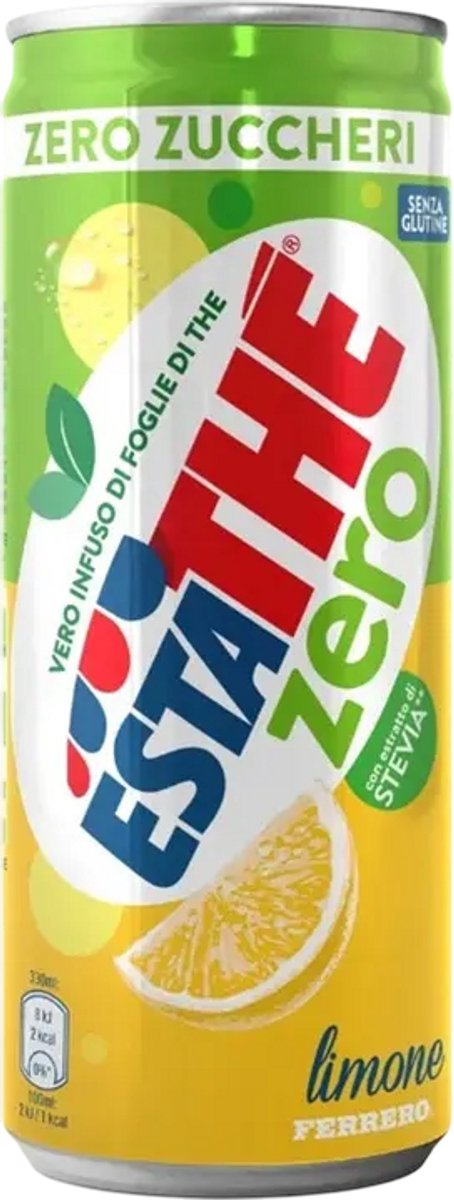 Estathé Limone ZERO - Italiaanse IJsthee citroen zonder suiker - 24 x 33cl
