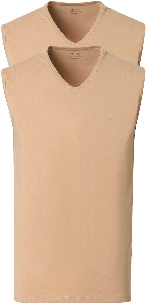 VENTI modern heren singlet (2-pack) - beige