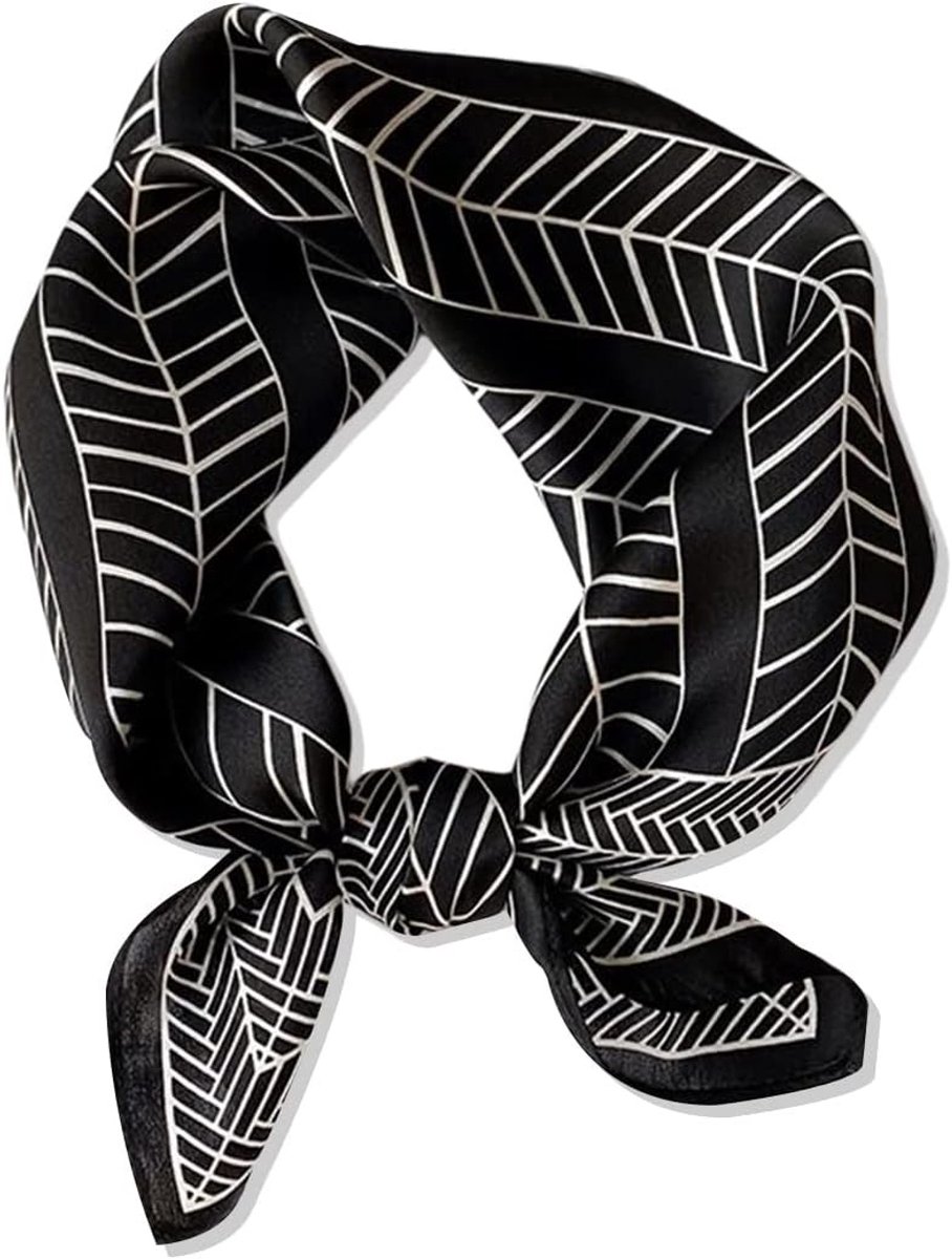 Zijde Sjaal voor Vrouwen met Bloemen en Vlinders, Lichtgewicht en Decoratief, Zwart/Stripes, One Size