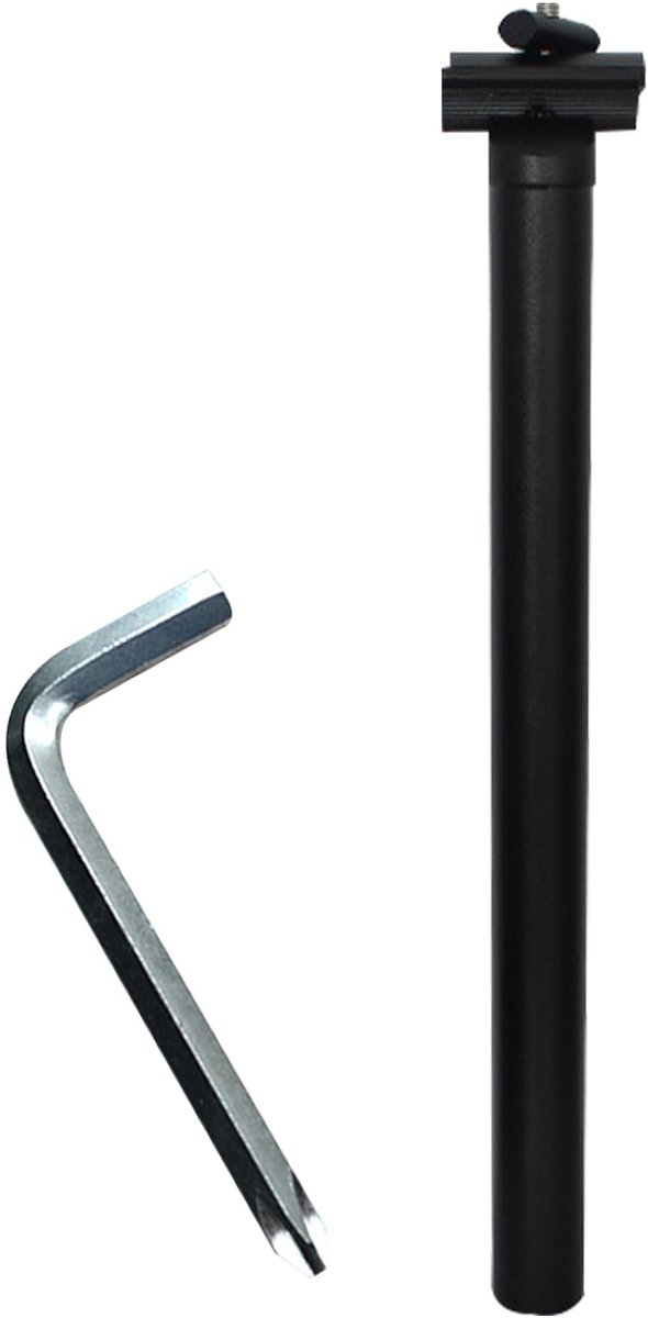 Editbar Fiets zadelpen 30,4/28,6/27,2/25,4 mm - aluminium zadelbuis 450 mm, mat zwart, instelbare hoek, incl. 5 mm - ShopVlot