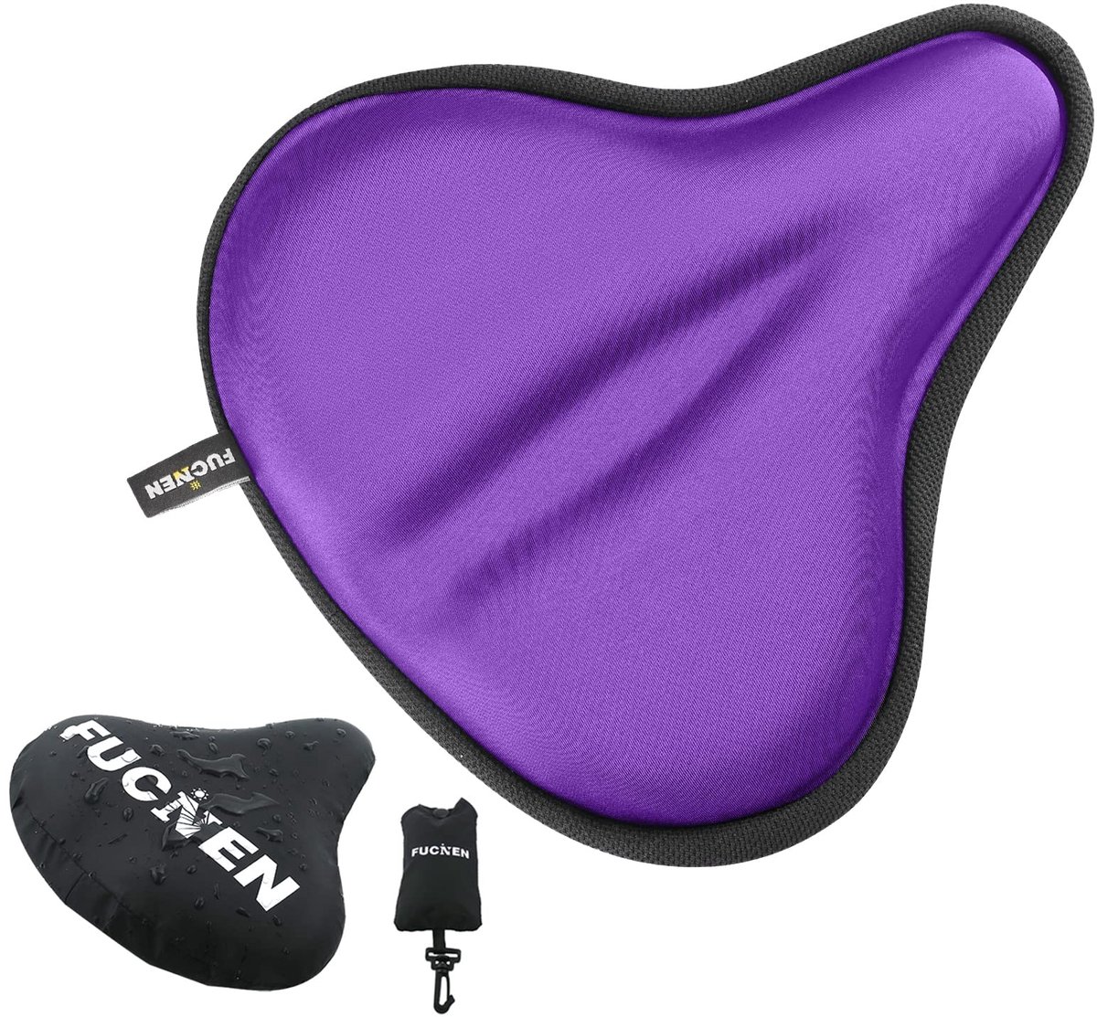 Hometrainer stoelhoes - Gewatteerd zitkussen - Comfortabel fietsen - Antislip textuur - 27 x 25 cm - Paars