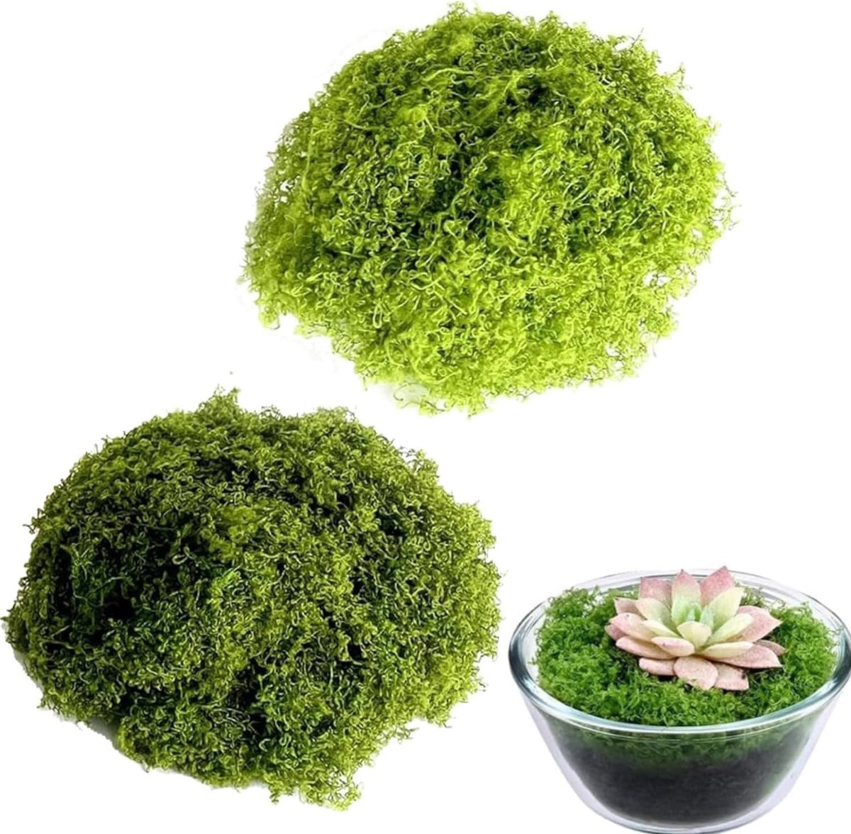 Decoratieve Kunstmos Set van 100 g - 50 g Lichtgroen + 50 g Donkergroen voor Nativiteitsscènes, Modelbouw, Aquariums en Wanddecoratie