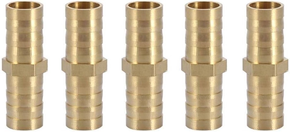 Rechthoekige adapter voor messing buisverbindingen, 2-weg connector voor 6/8/10/12/14/16/20 mm buizen (5 stuks)