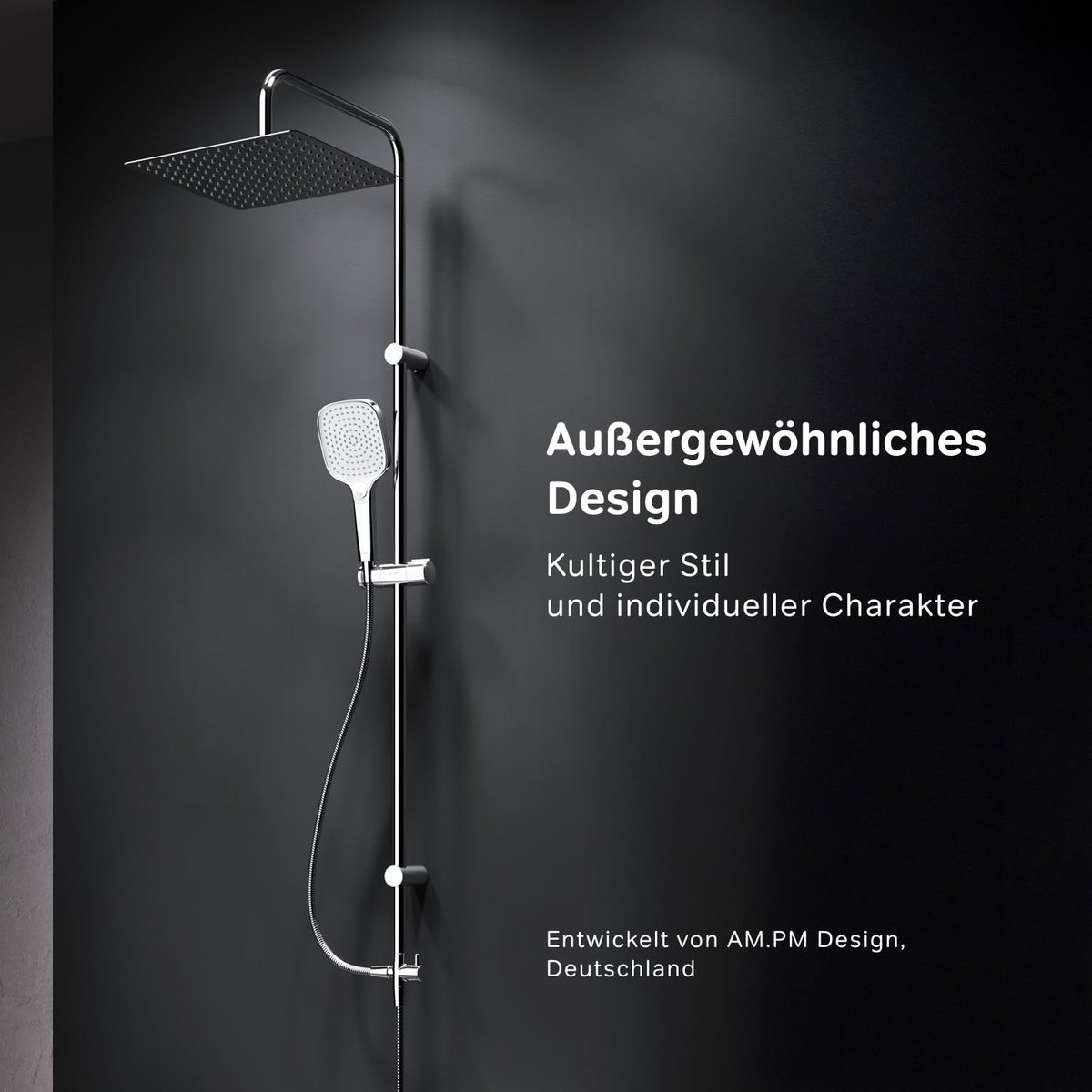 Regendouche douchesysteem 30 cm - chroom met verstelbare douchestang - luxe regendouche - ShopVlot