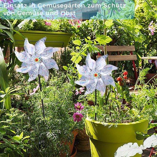 Pack van 5 Reflecterende Windmolens, Vogelafschrikker en Tuin Scarecrow voor Balkon, Binnenplaats en Dak — afbeelding 2