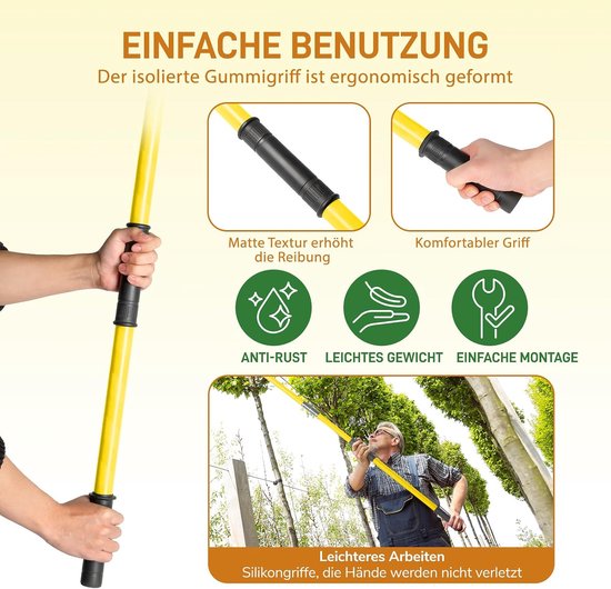 CINK & Co® Telescopische Takkenschaar met Takkenzaag - Handbediend - Bereik 2-8 m - Geel — afbeelding 5