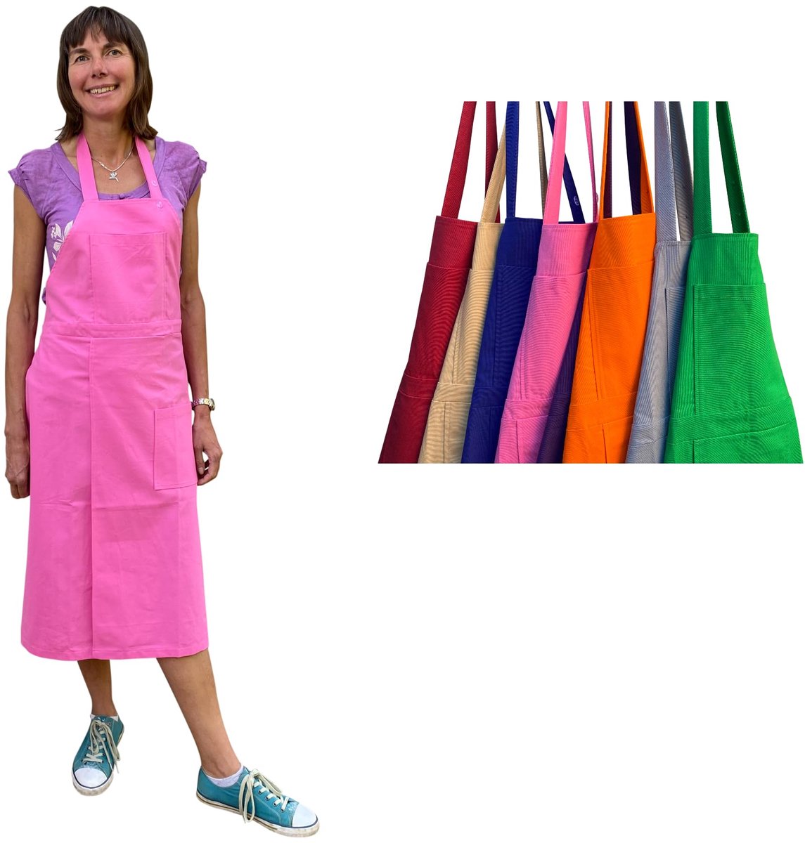 Potters Warehouse Aardewerk Schort Split Been met een verstelbare nekband en 2 zakken 8 Katoen Kleuren, roze - ShopVlot