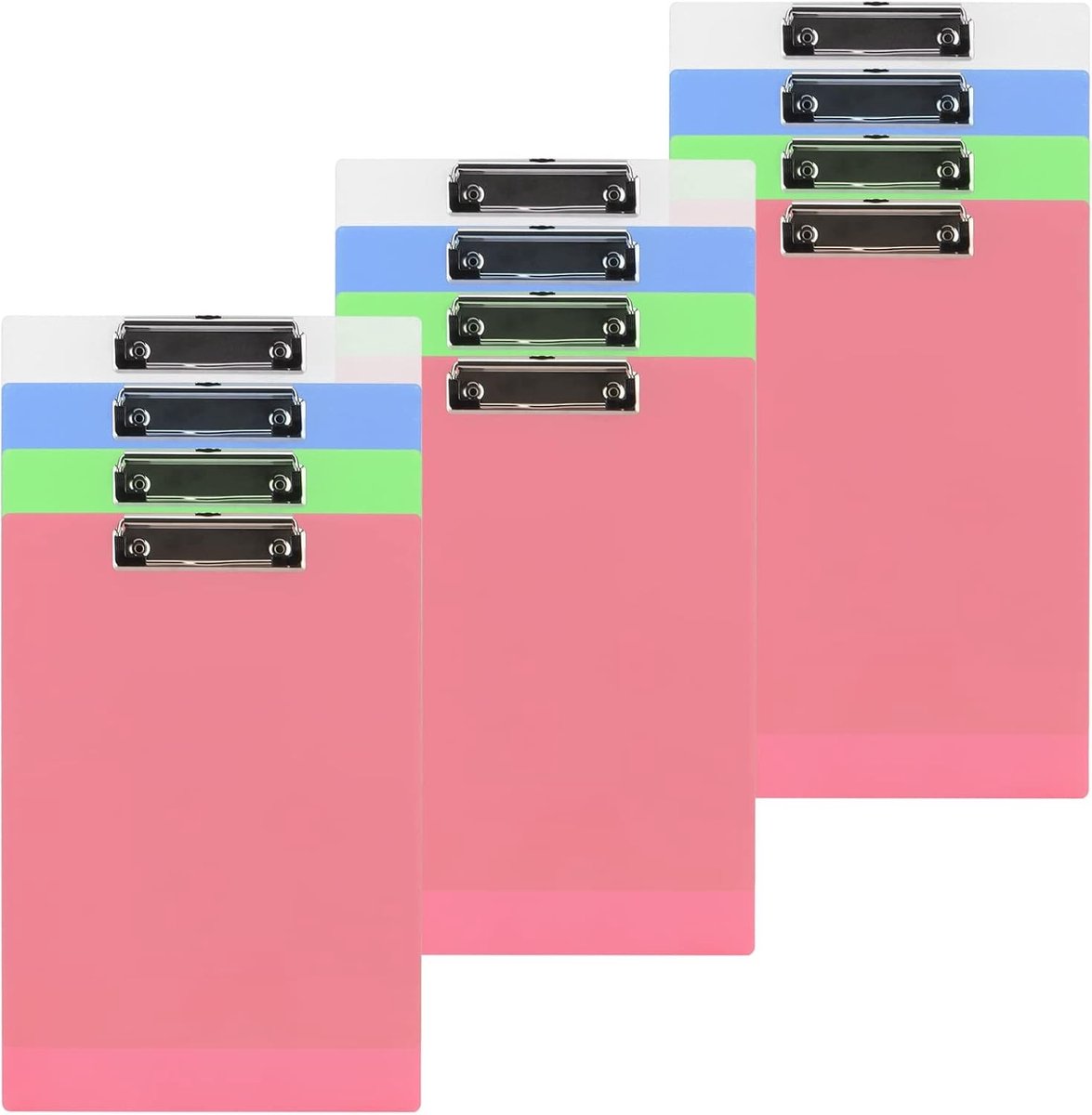 Set van 12 A4 Kleurrijke Plastic Clipboard - Multikleur Clipboards voor Kantoor en Thuis, 31.5x22cm, Ideaal voor Organisatie en Presentaties
