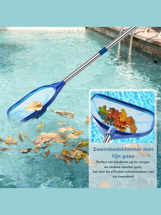 Allvia® Zwembad Schepnet - Zwembad Net - Schepnet - met Telescopische Stang - 220 cm Lang - 14 cm Diep - Blauw - ‎ 10cm x 2cm x 10cm — afbeelding 2