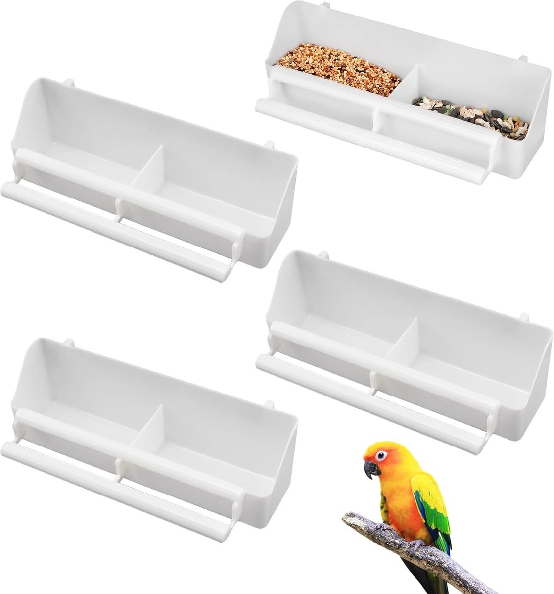 Voederbakken voor vogels - 4 stuks vogelvoederdispenser voor parkieten en andere vogels