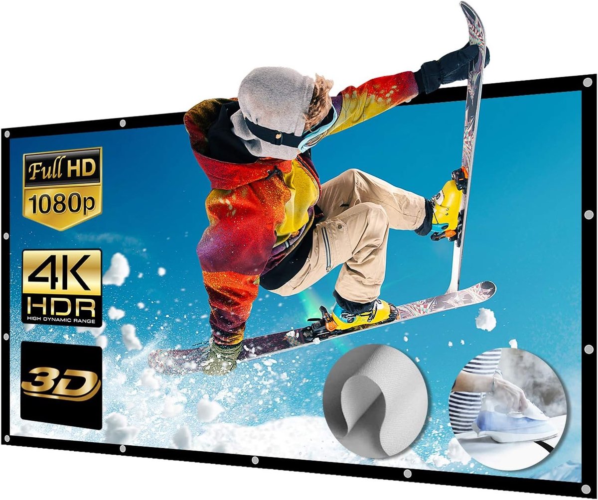 Groot 250 inch Projectiescherm, 16:9 formaat, draagbaar scherm voor 4K en 3D projectie, ideaal voor thuisbioscoop, afmetingen 552 x 311 cm
