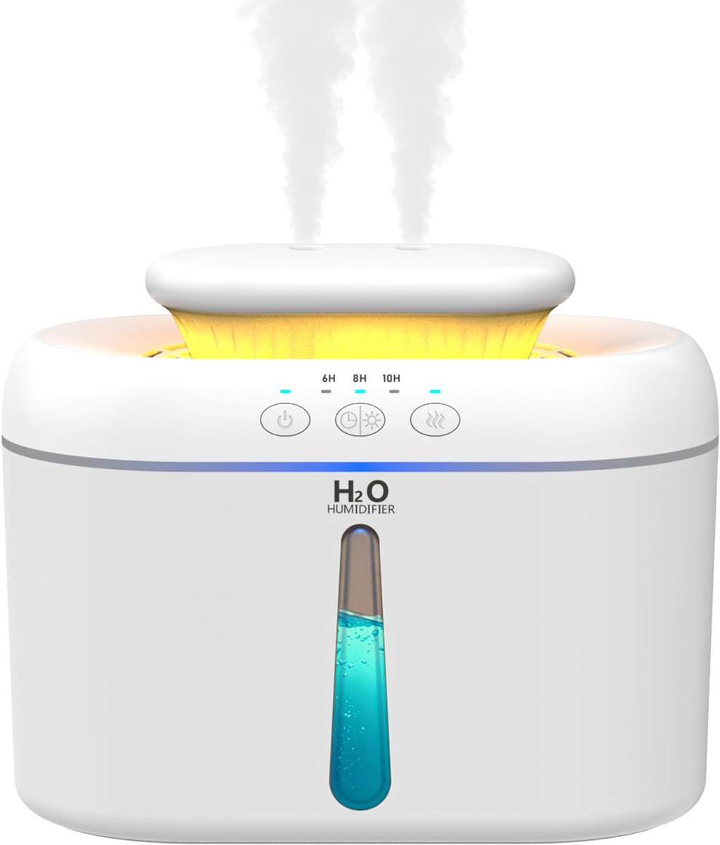 Luchtbevochtiger 2L – Dubbele Nevel – Timer 6/8/10 Uur – Stil <28 dB – Automatische Uitschakeling