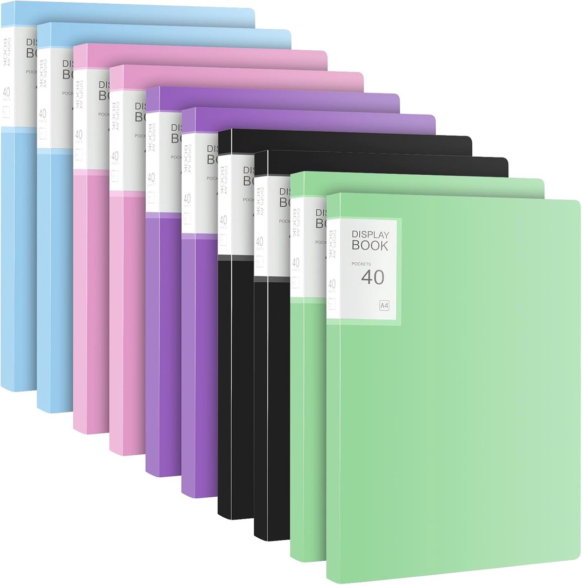 10 Pcs A4 Display Folder with 400 Pockets, 5 Colors Reinforced Plastic Covers Document Organizer, A4 Display Folder - ShopVlot