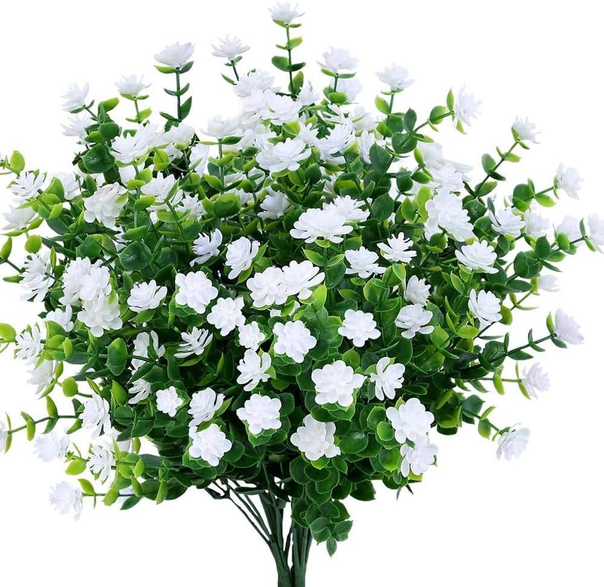 Ruiuzi Artificial Fake Flowers, 4Pack Outdoor UV Resistant Green Bushes Plants Indoor Outdoor Hanging Planter Home - ShopVlot